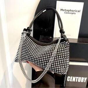 Elegant Black and Diamond Studded Women's Bag
